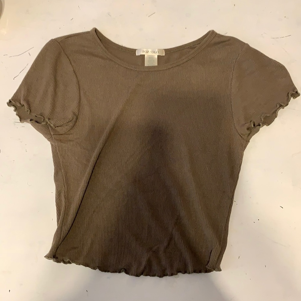 Bozzolo army green ripped crop top